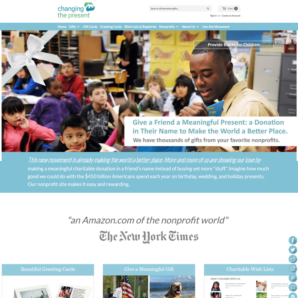 Support Changing The Present – Charitable Donation Gift